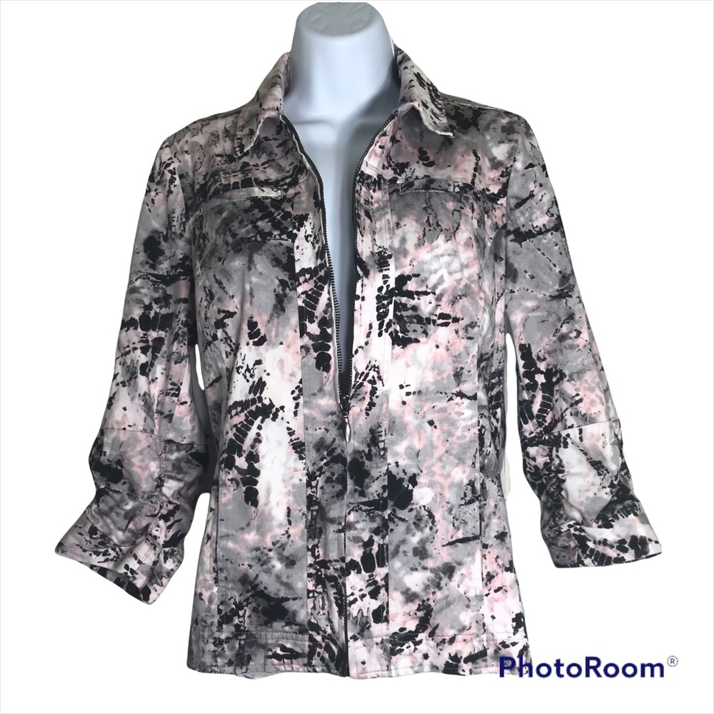 Chico’s Splatter Print Zip Up Jacket Size 0